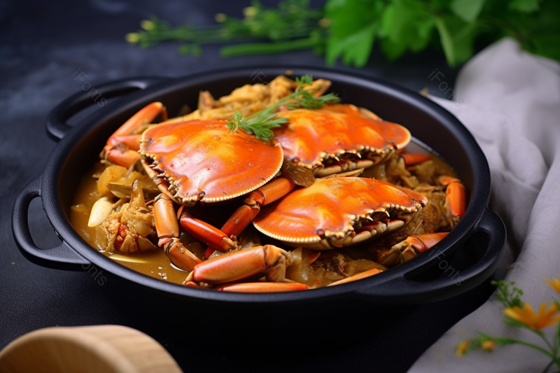 砂锅肉蟹煲热乎乎的餐饮美食背景图,高清,摄影图,摄影图片,图片大全,摄影图免费下载